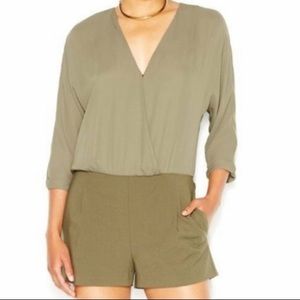 Army Green Military Inspired Mini Jumpsuit Dressy Romper